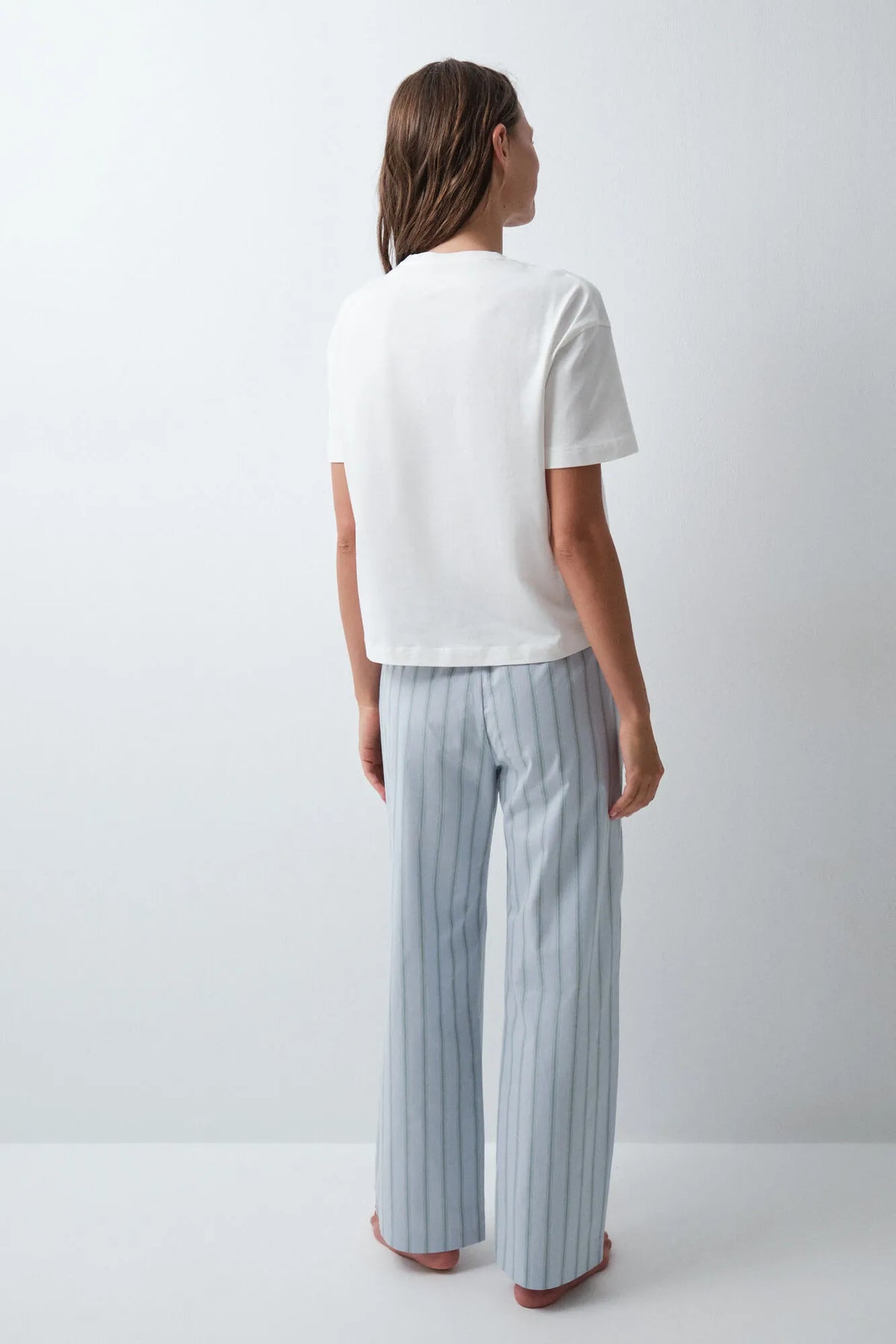 Women Secret Blue Print Women Blue Striped Long Trousers SKU: 3704546_19 Image 04