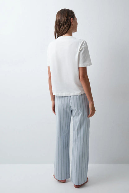 Women Secret Blue Print Women Blue Striped Long Trousers SKU: 3704546_19 Image 04
