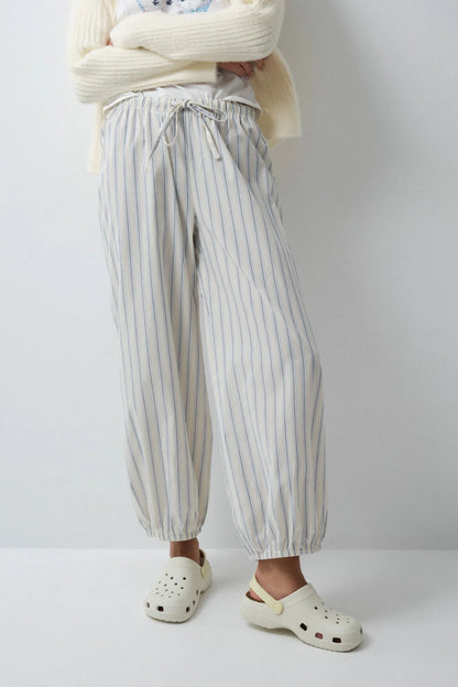 Women Secret Yellow Print Women Yellow Striped Balloon Trousers SKU: 3704547_09 Image 01