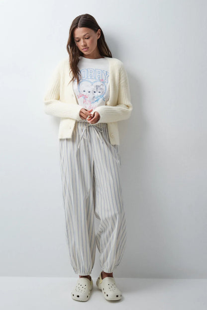 Women Secret Yellow Print Women Yellow Striped Balloon Trousers SKU: 3704547_09 Image 02