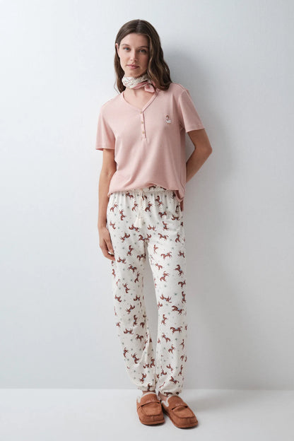 Women Secret Ivory Women Printed Horse Long Trousers SKU: 3704548_96 Image 02