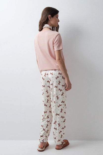 Women Secret Ivory Women Printed Horse Long Trousers SKU: 3704548_96 Image 04