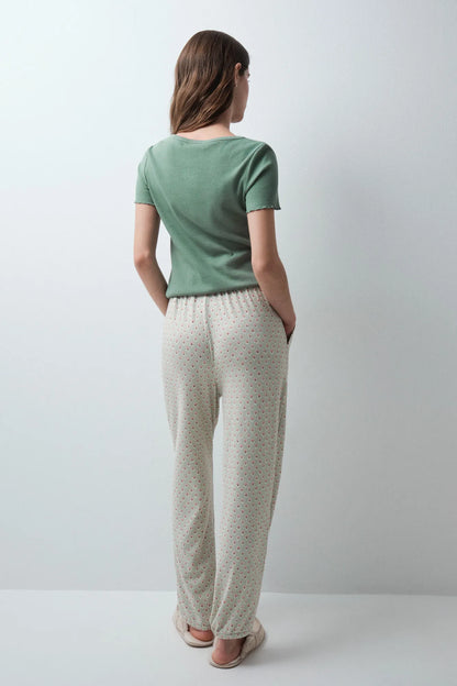 Women Secret Green Women Aqua Green Print Long Trousers SKU: 3704549_23 Image 05