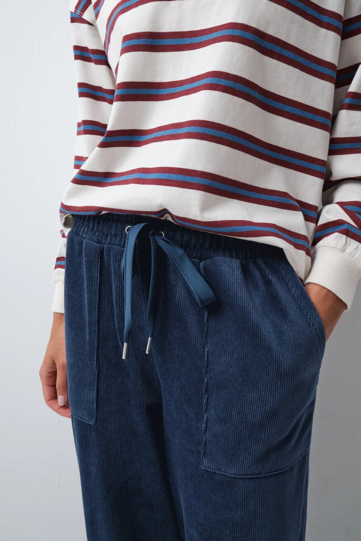 Women Secret Dark Blue Women Blue Corduroy Long Trousers SKU: 3704550_11 Image 03