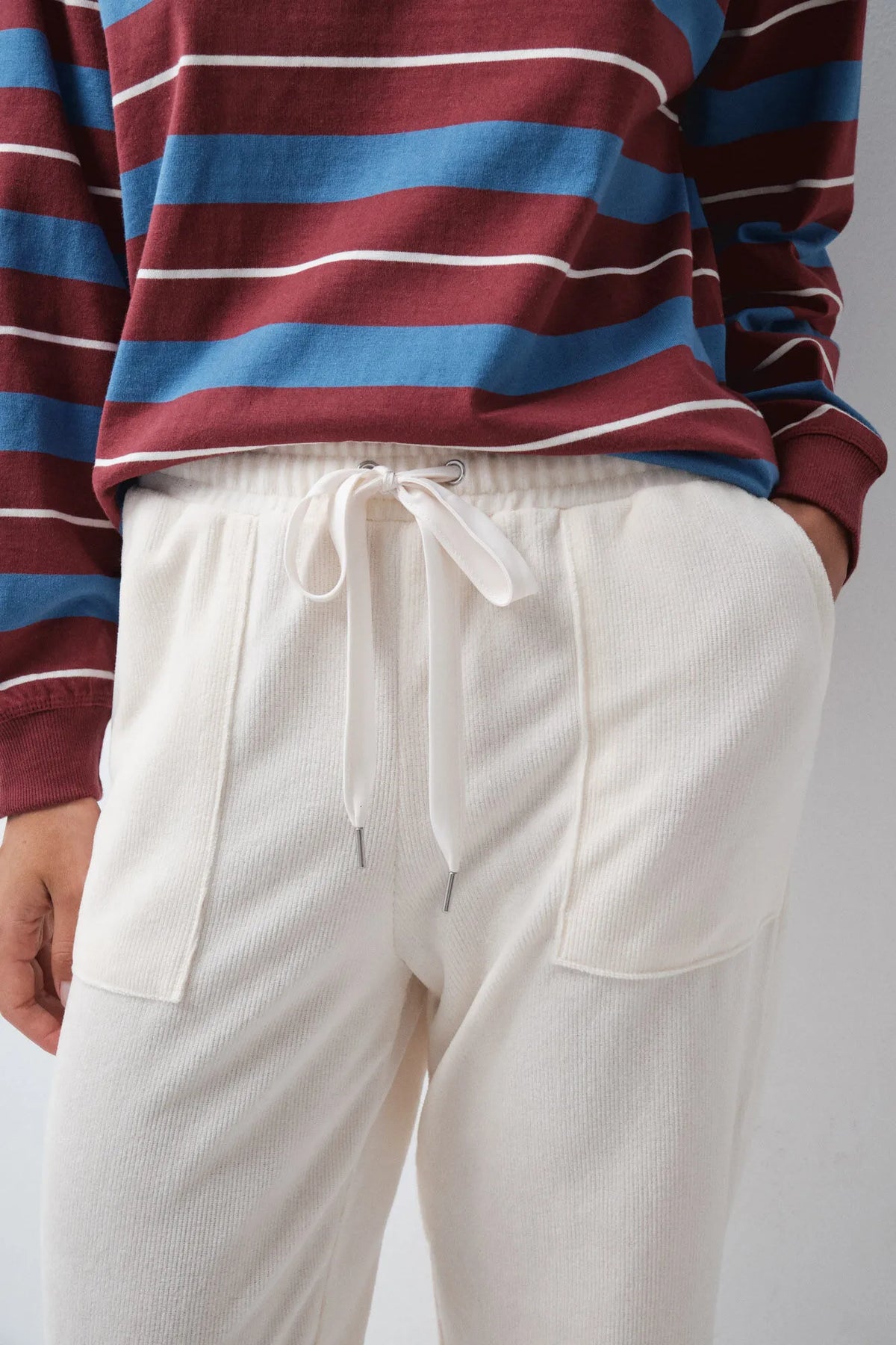 Women Secret Ivory Women White Corduroy Long Trousers SKU: 3704551_96 Image 01