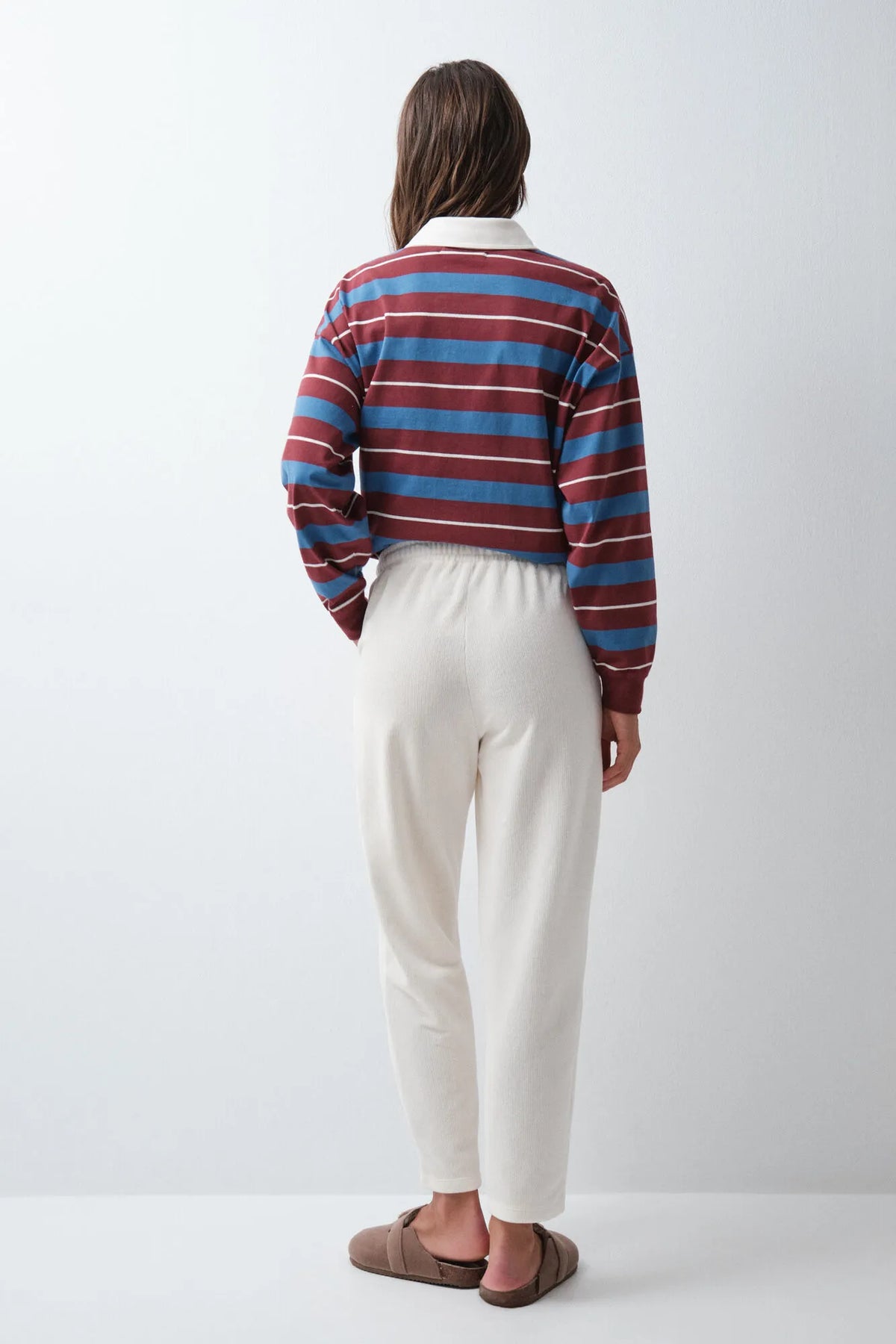 Women Secret Ivory Women White Corduroy Long Trousers SKU: 3704551_96 Image 03