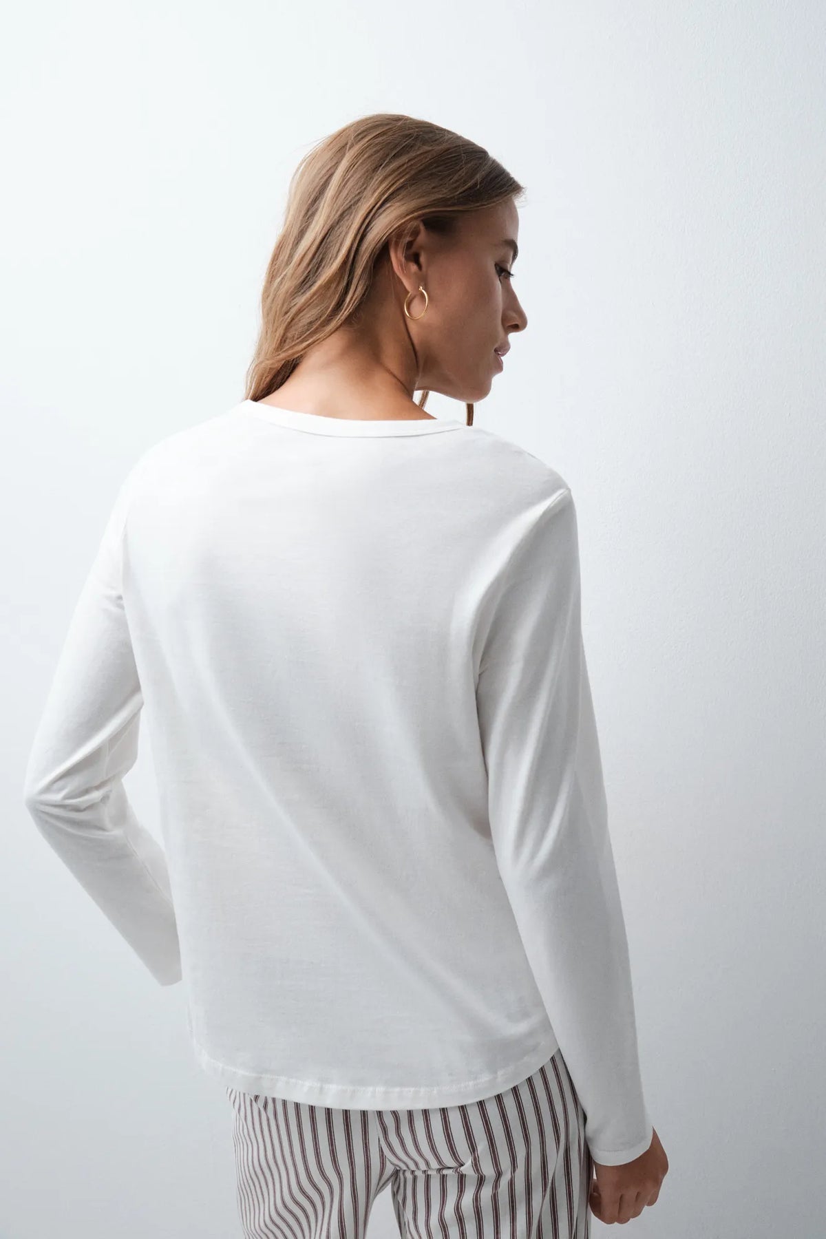 Women Secret Brown Print Women Striped Cotton Long Trousers SKU: 3704574_39 Image 04