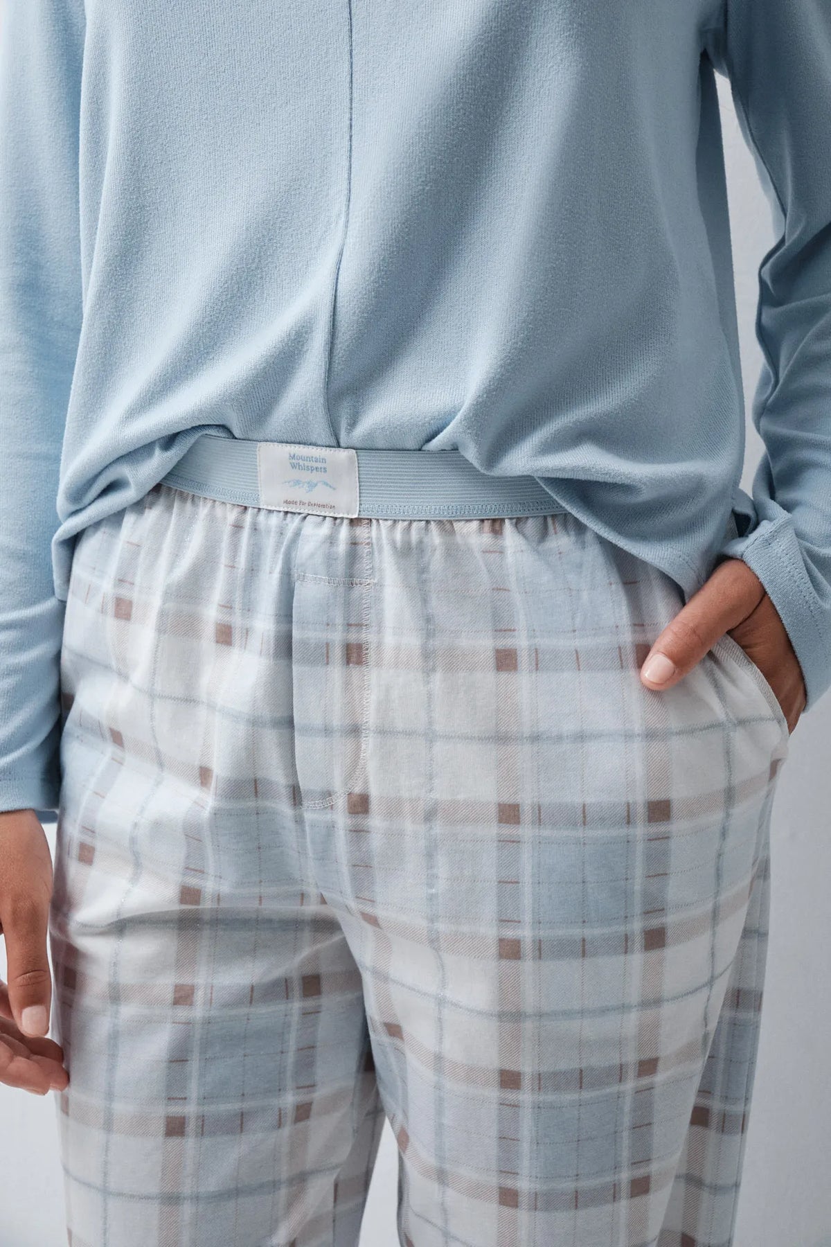 Women Secret Blue Print Women Plaid Cotton Long Trousers SKU: 3704575_19 Image 03