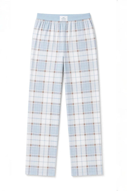 Women Secret Blue Print Women Plaid Cotton Long Trousers SKU: 3704575_19 Image 05