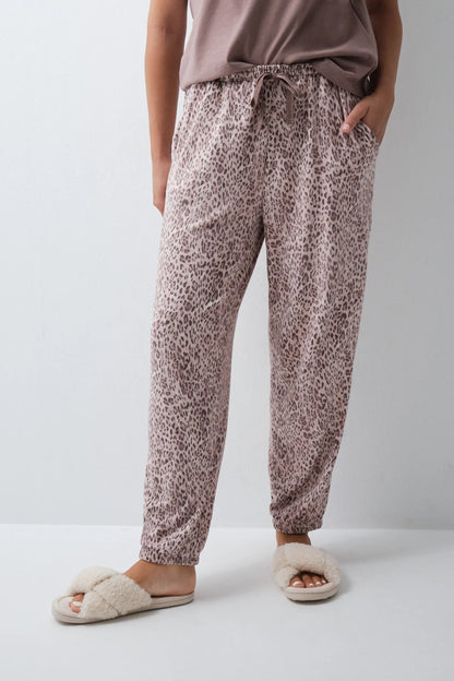 Women Secret Tan Women Animal Print Long Trousers SKU: 3704583_34 Image 01