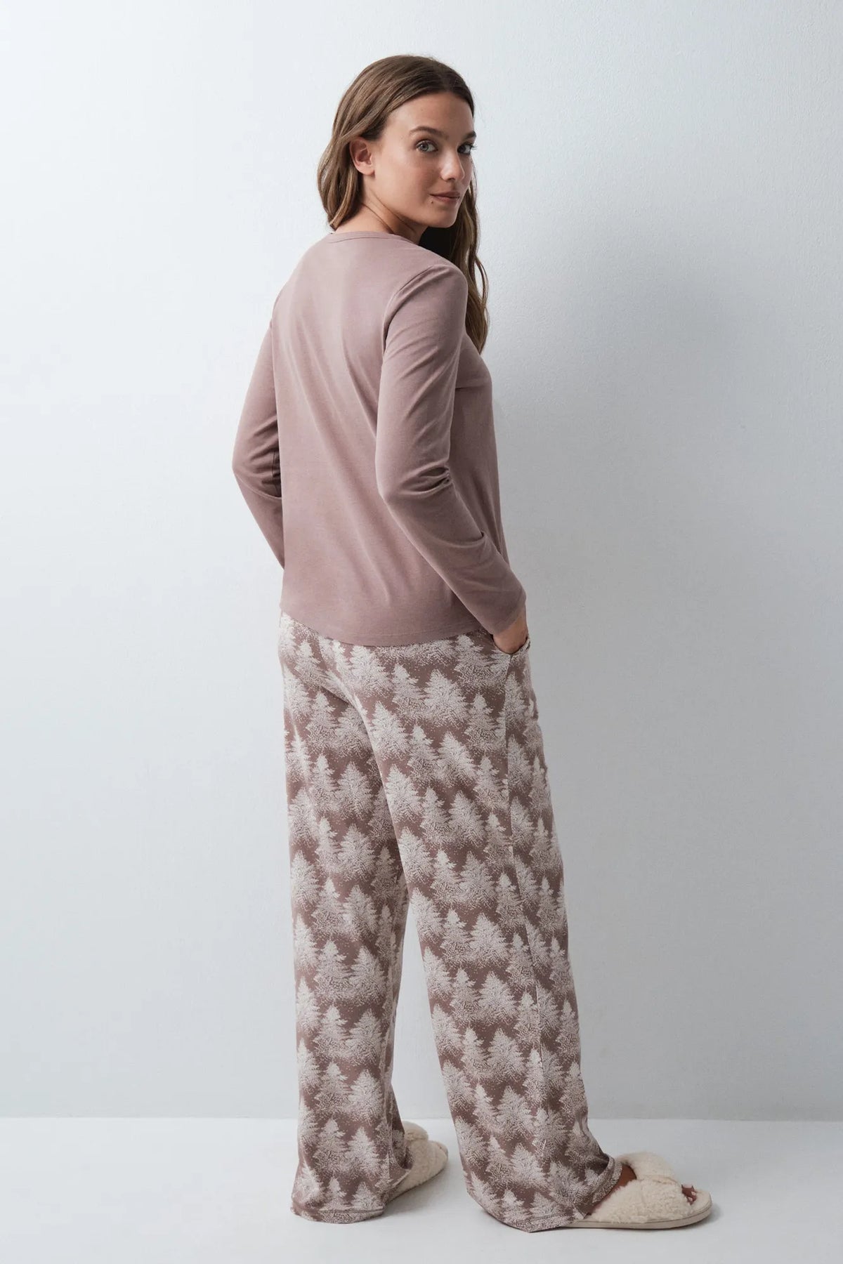 Women Secret Brown Print Women Forest Print Long Trousers SKU: 3704584_39 Image 04