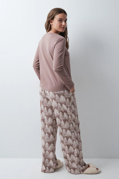 Women Secret Brown Print Women Forest Print Long Trousers SKU: 3704584_39 Image 04