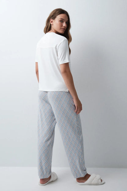 Women Secret Blue Print Women Folk Print Long Trousers SKU: 3704585_19 Image 04