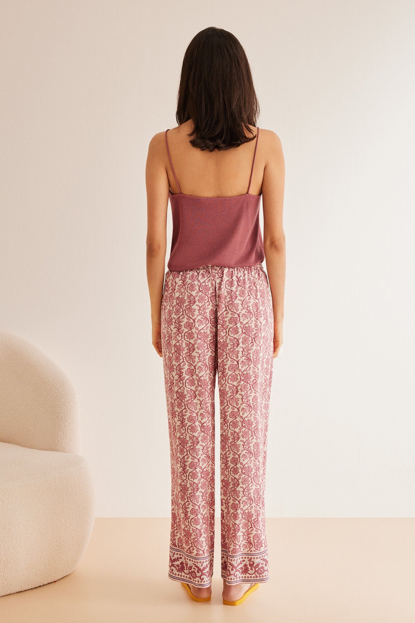 Maroon Print Long Pant_3707217_58_05