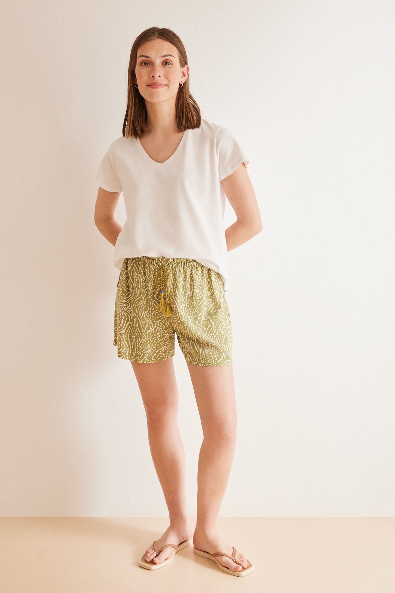 Ethnic Patterned Green Shorts_03