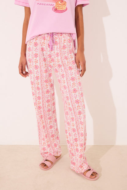 Women Secret_Long Lounge Trouser 100% Cotton Flowers_3709652_73_02