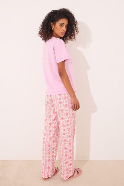 Women Secret_Long Lounge Trouser 100% Cotton Flowers_3709652_73_04