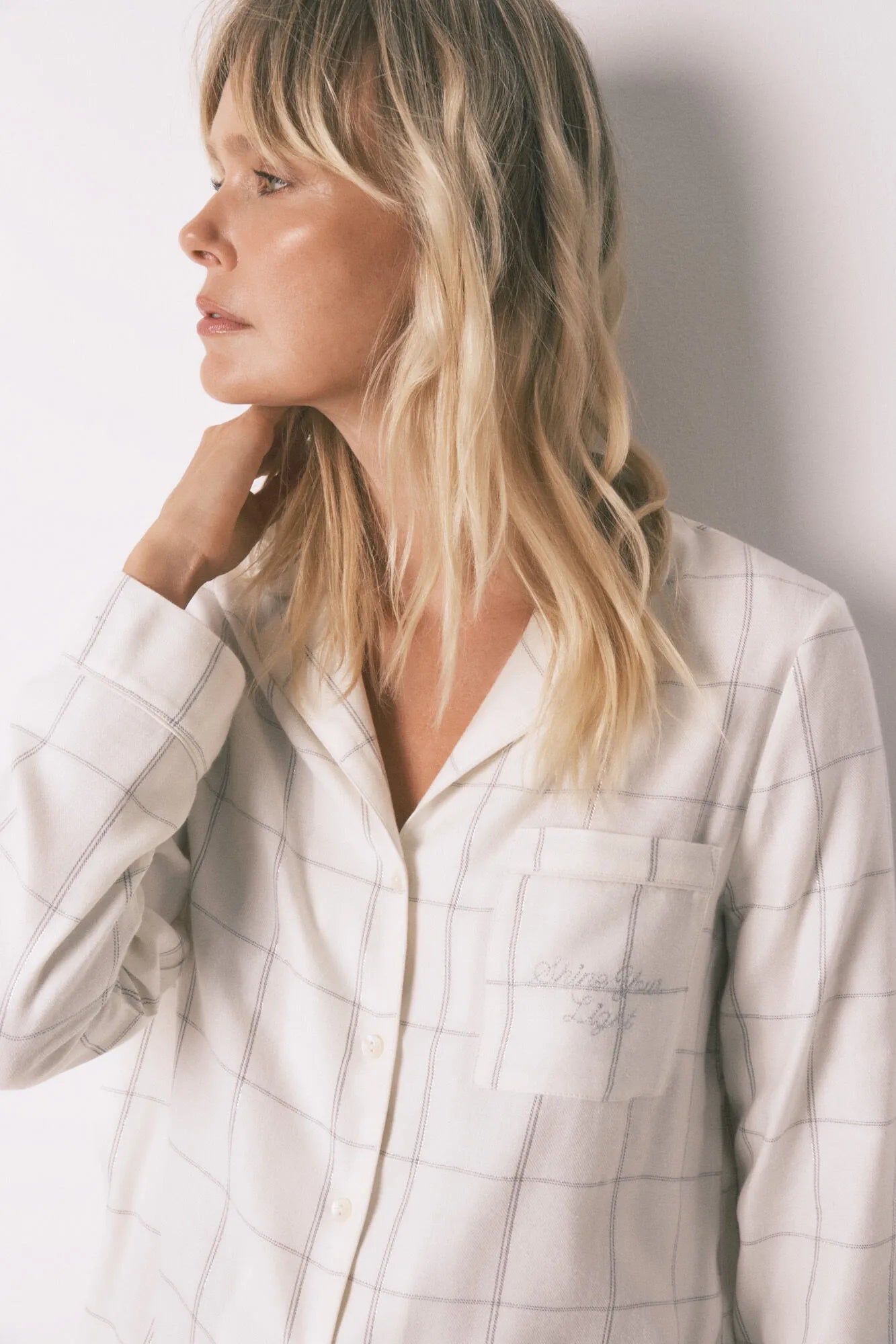 Women Secret_Ivory_White Cotton Flannel Classic Pyjamas with Plaid Print_3792061_96_04