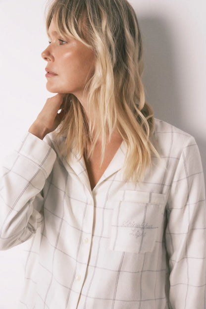 Women Secret_Ivory_White Cotton Flannel Classic Pyjamas with Plaid Print_3792061_96_04