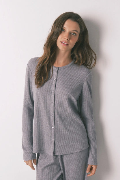 Women Secret_Charcoal Grey_Long Pyjamas Rib in Shiny Grey_3792065_40_03