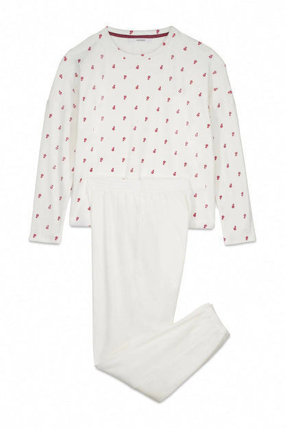 Women Secret_Ivory_Long Pyjamas White Velvet Pajamas with Flowers_3792068_96_06