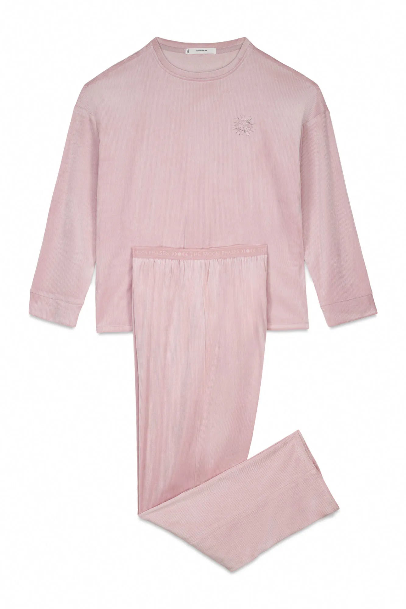 Women Secret_Pink_Long Pyjamas Pink Velvet Ribbed Pajamas_3792072_72_07