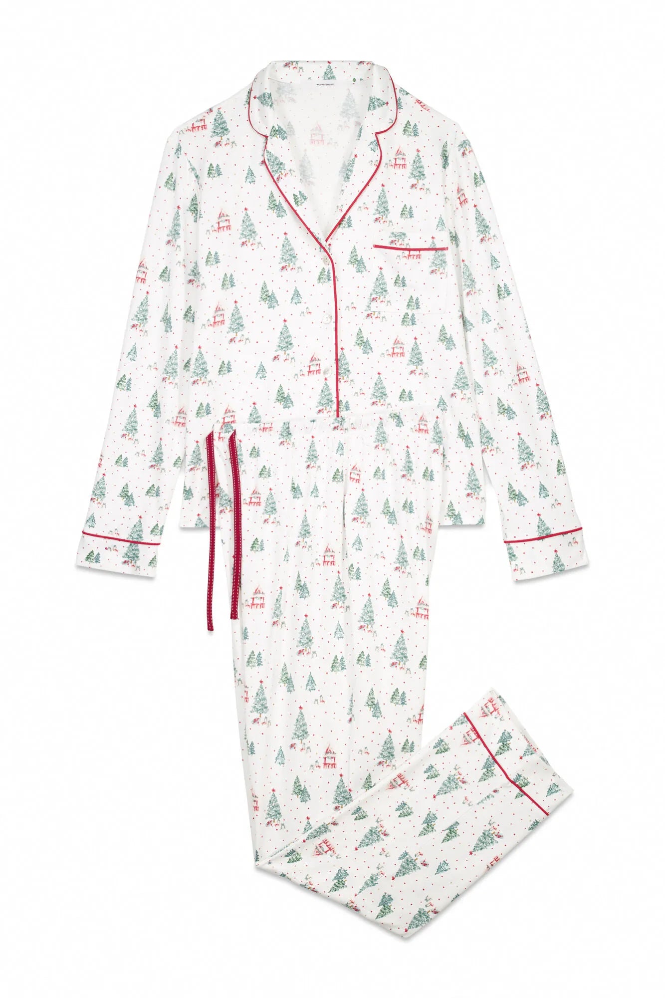 Women Secret_Ivory_Long White Christmas Print Classic Pyjamas_3792073_96_07