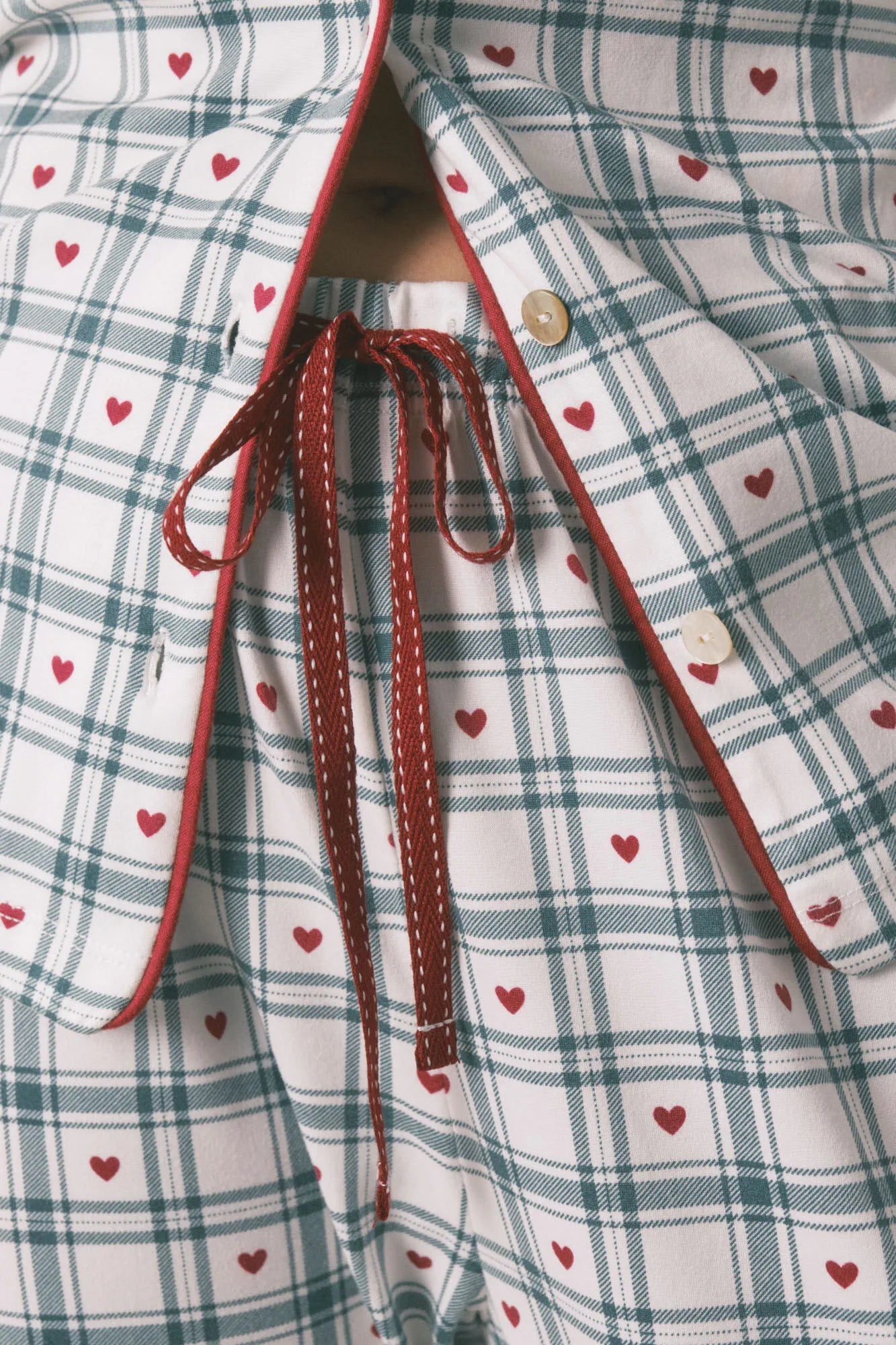 Women Secret_Ivory_Long Green Checkered Print Classic Pyjamas_3792074_96_04