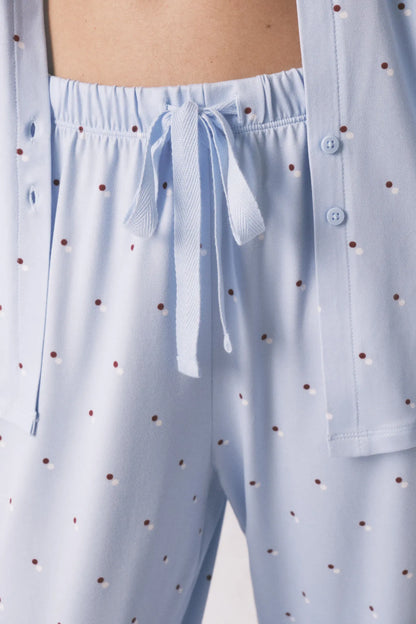 Women Secret_Blue Print_Blue Long Polka-Dot Print Classic Pyjamas_3793061_19_04