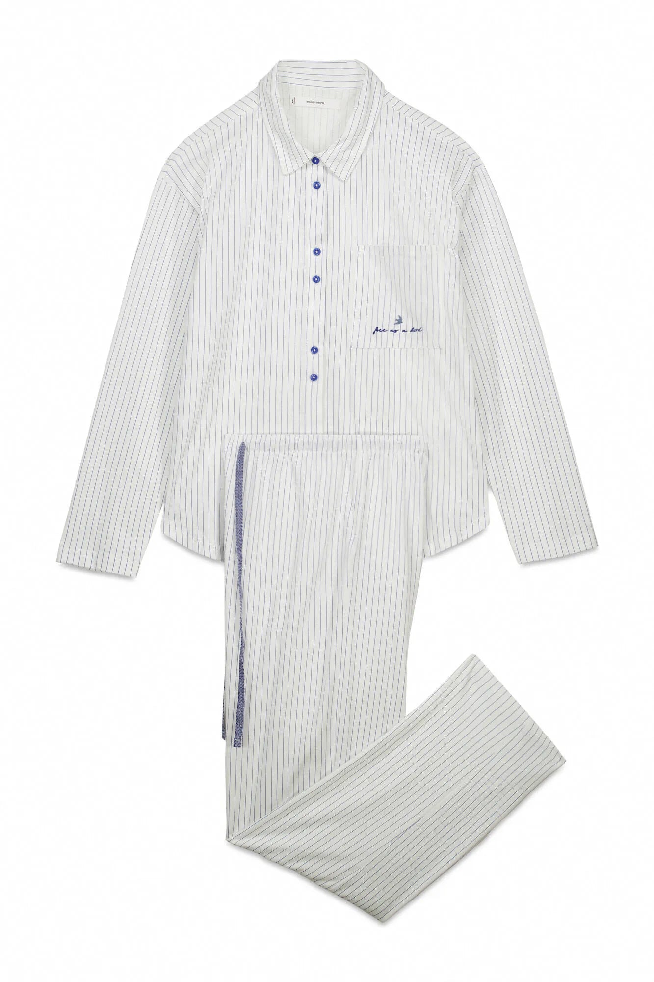 Women Secret_White Print_White 100% Cotton Classic Long Striped Pyjamas_3793062_97_06