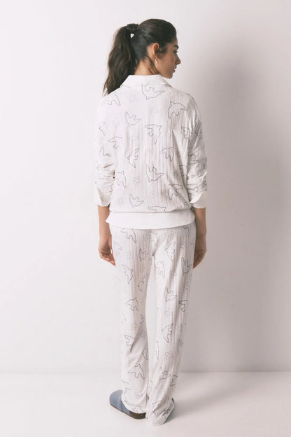 Women Secret_White Print_Blue Ribbed Bird Print Long Pyjamas_3793063_97_05