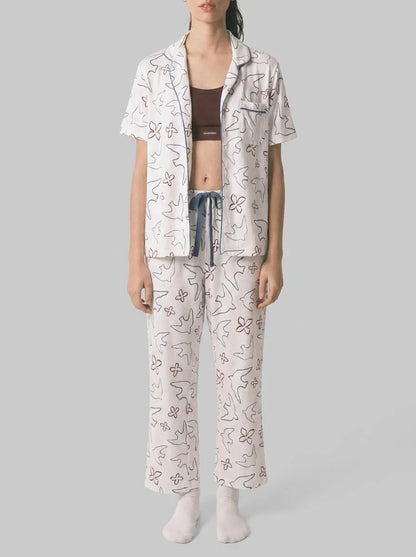 Women Secret_White Print_White Cotton Bird Print Classic Pyjamas_3793066_97_00