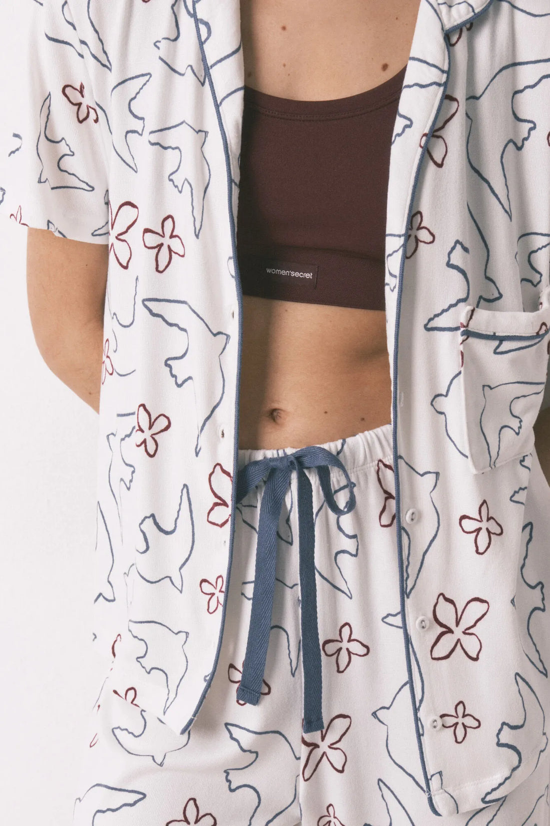 Women Secret_White Print_White Cotton Bird Print Classic Pyjamas_3793066_97_02