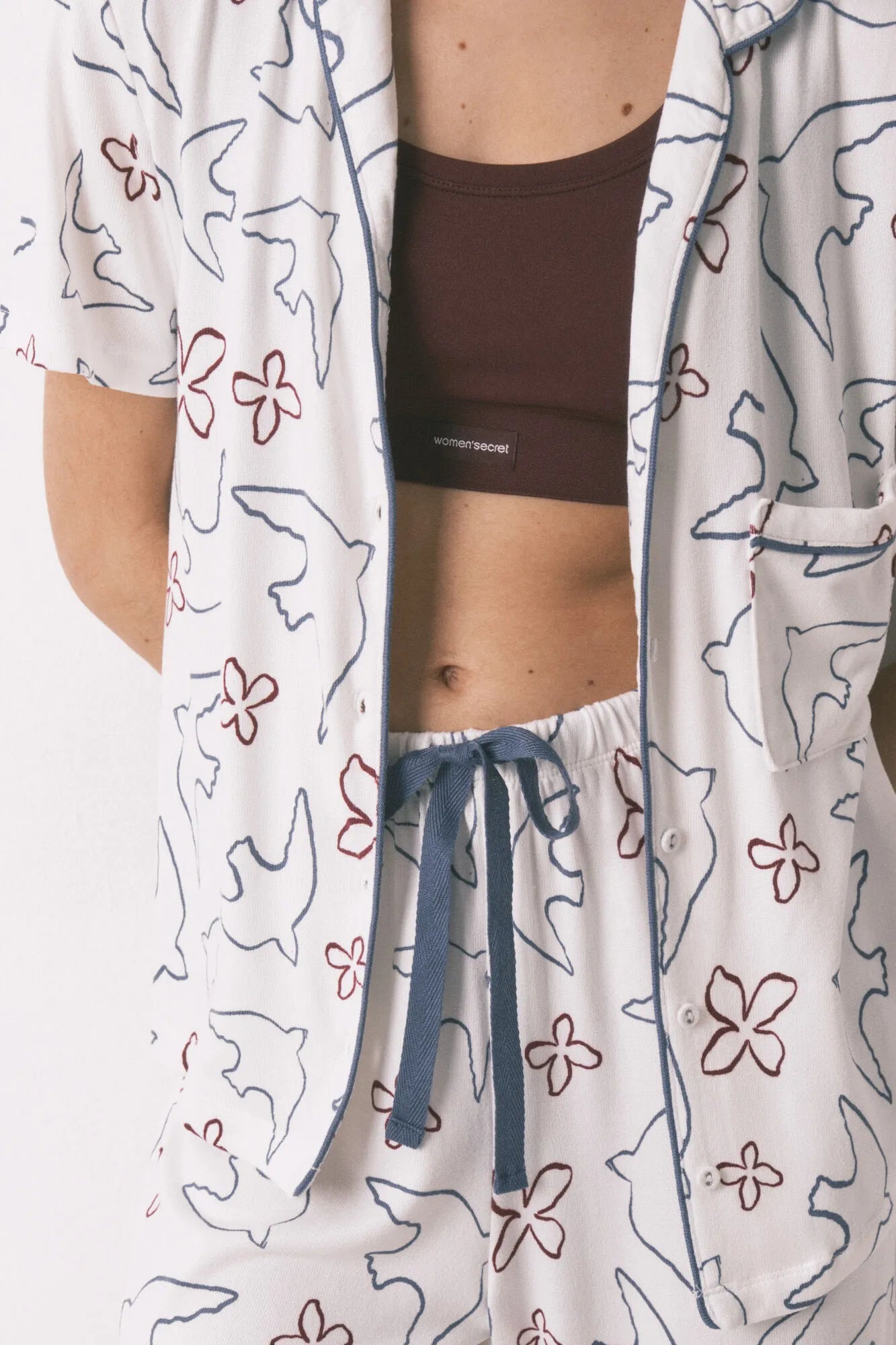 Women Secret_White Print_White Cotton Bird Print Classic Pyjamas_3793066_97_02