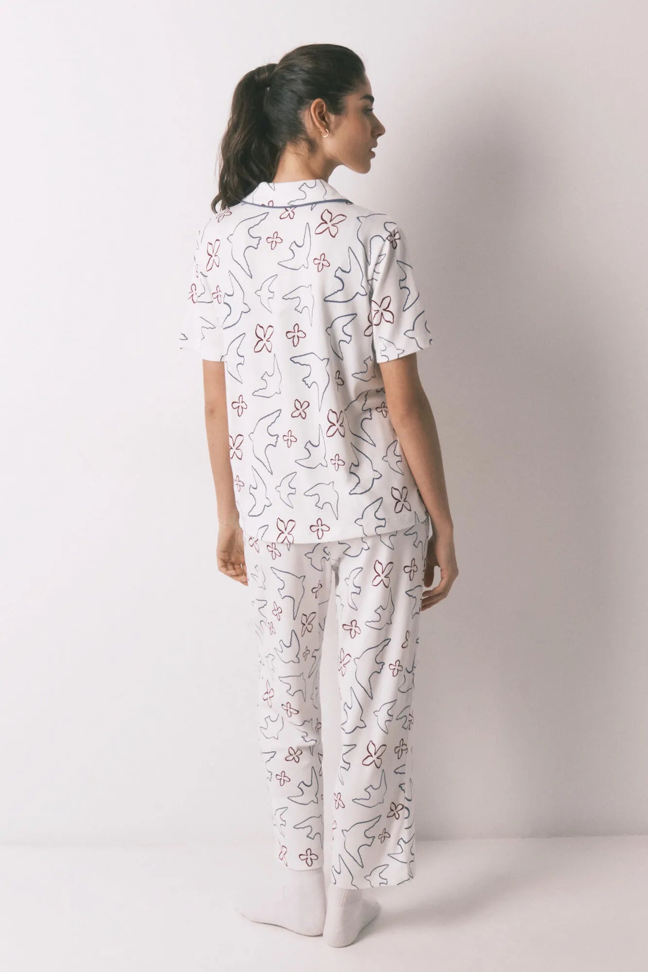 Women Secret_White Print_White Cotton Bird Print Classic Pyjamas_3793066_97_05