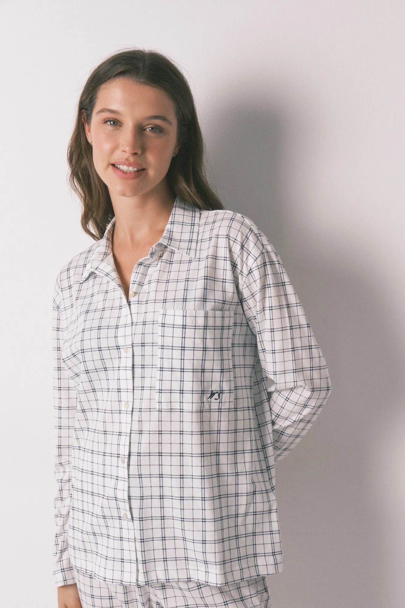 Women Secret_White Print_Blue Cotton Plaid Classic Pyjamas_3793068_97_04