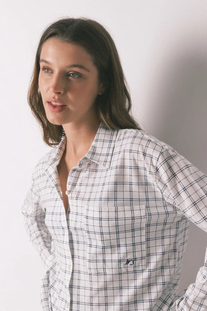 Women Secret_White Print_Blue Cotton Plaid Classic Pyjamas_3793068_97_05