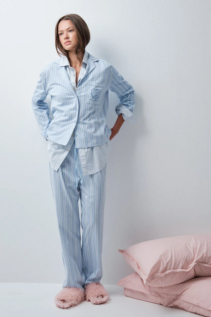 Women Secret Blue Print Women Blue Striped Classic Pyjamas SKU: 3794103_19 Image 02