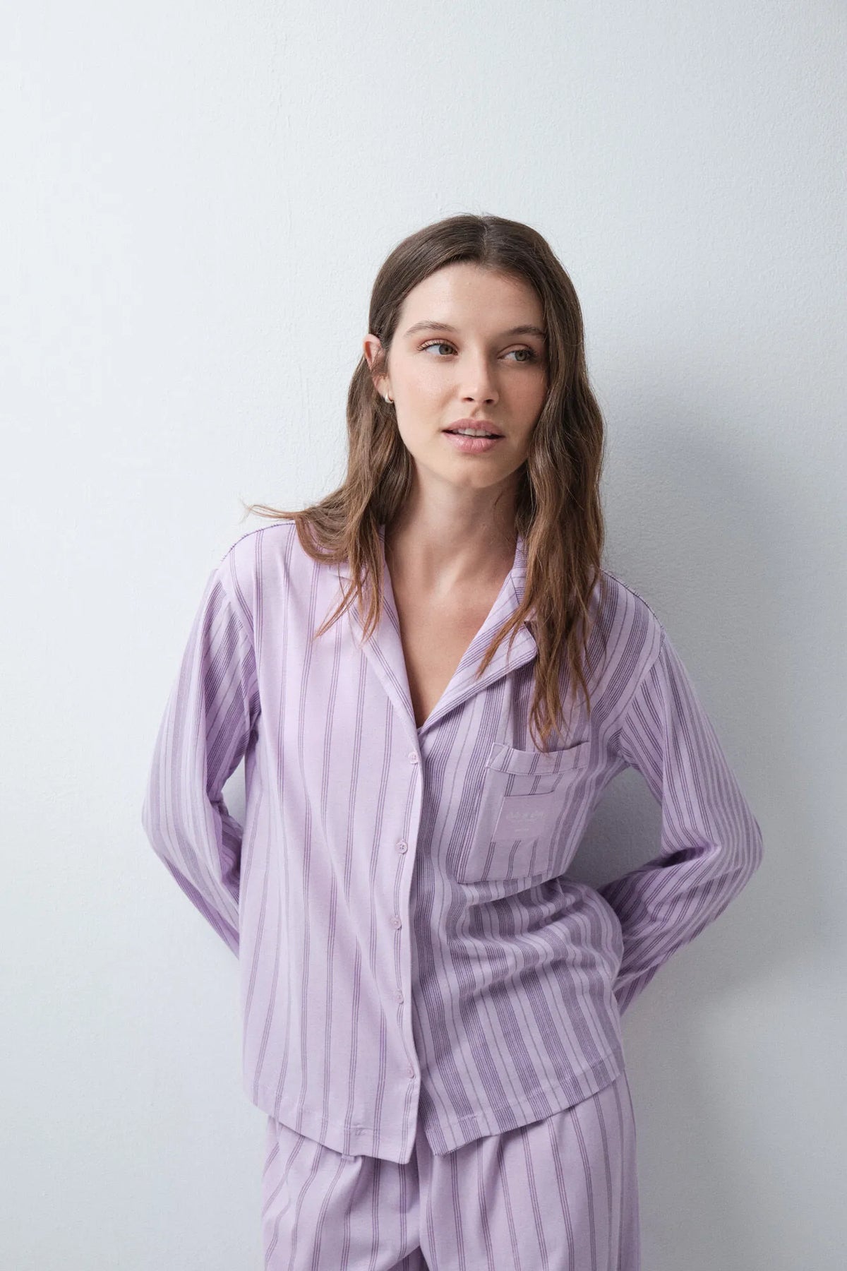 Women Secret Purple/Lilac Women Lilac Striped Classic Pyjamas SKU: 3794104_79 Image 01