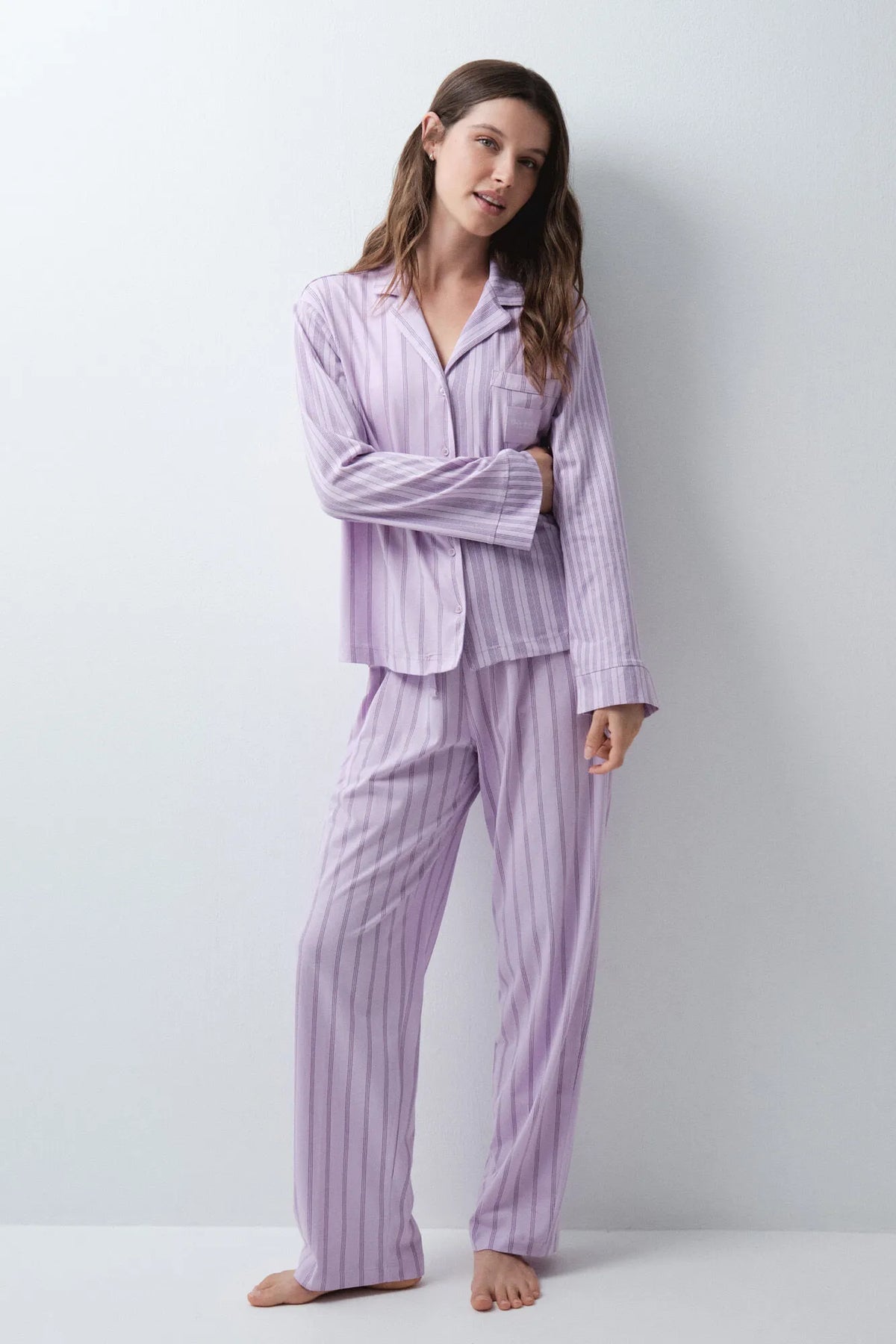 Women Secret Purple/Lilac Women Lilac Striped Classic Pyjamas SKU: 3794104_79 Image 03