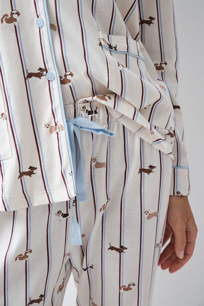 Women Secret White Print Women Striped Dog Print Classic Pyjamas SKU: 3794107_97 Image 02