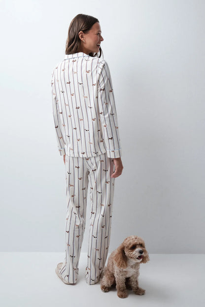 Women Secret White Print Women Striped Dog Print Classic Pyjamas SKU: 3794107_97 Image 05