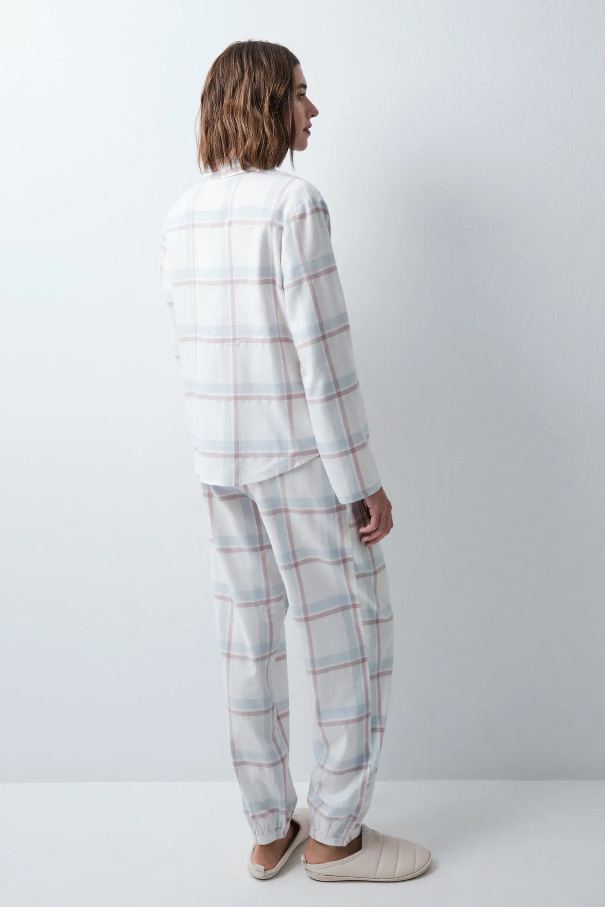 Women Secret Blue Print Women Plaid Flannel Classic Pyjamas SKU: 3794121_19 Image 02
