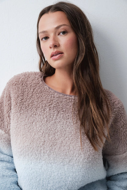 Women Secret Blue Print Women DegradŽ Faux Shearling and Fleece Long Pyjamas SKU: 3794132_19 Image 03