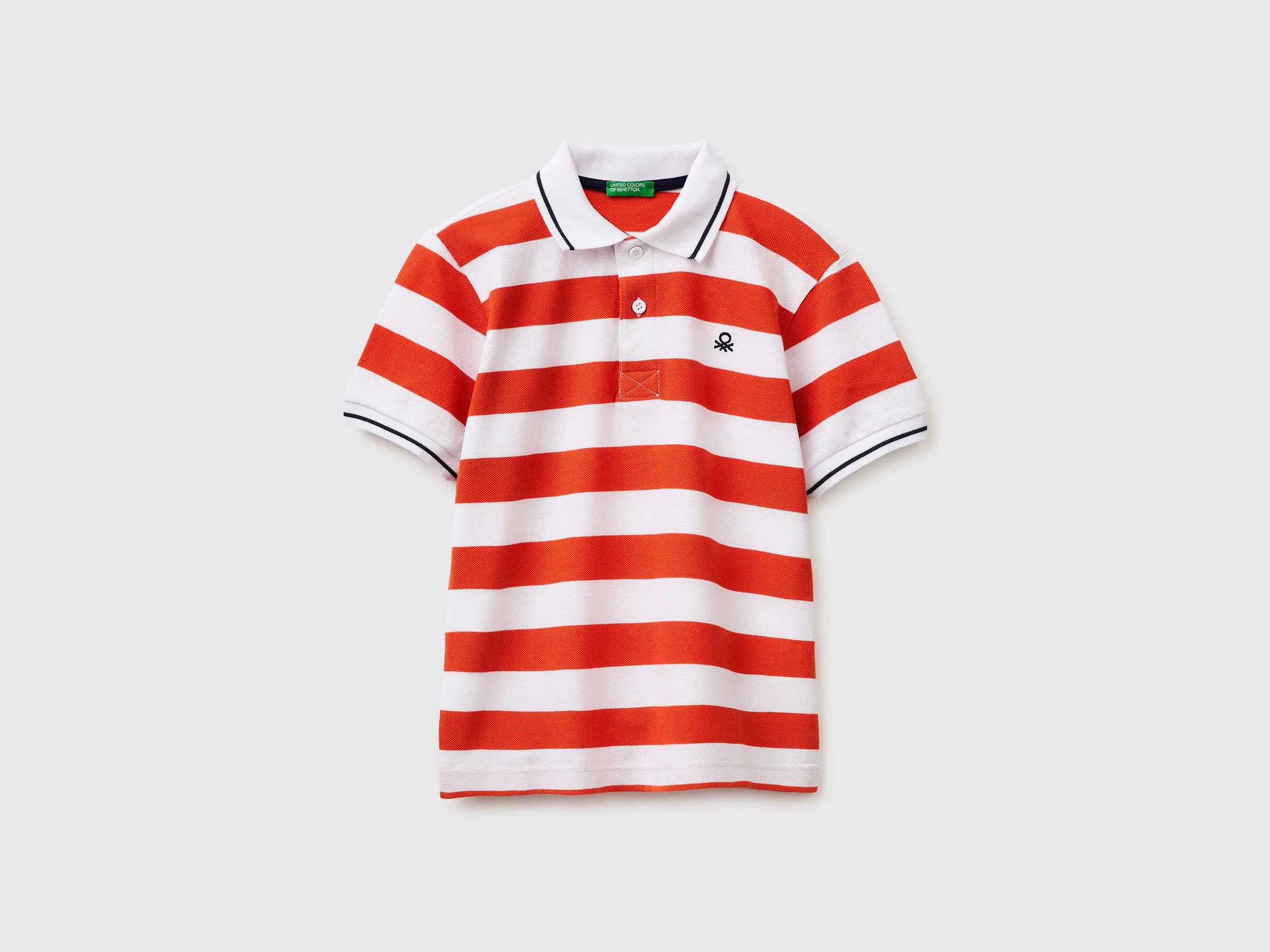 Benetton Red Boys Striped Polo SKU: 37JJC3023_903 Image 01