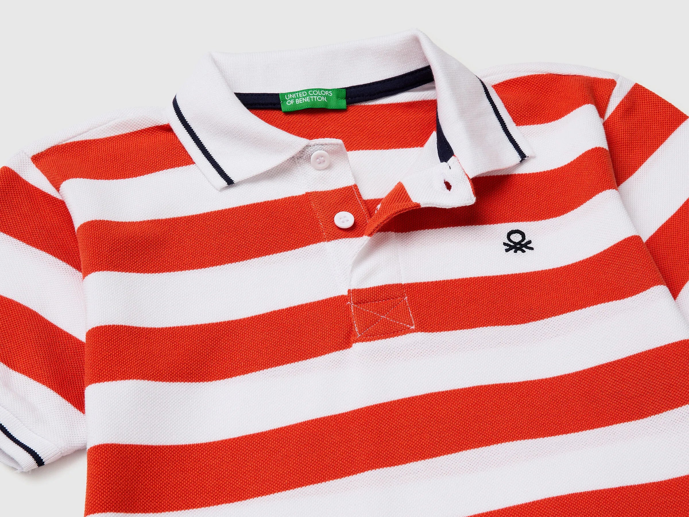 Benetton Red Boys Striped Polo SKU: 37JJC3023_903 Image 03