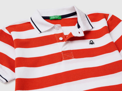 Benetton Red Boys Striped Polo SKU: 37JJC3023_903 Image 03