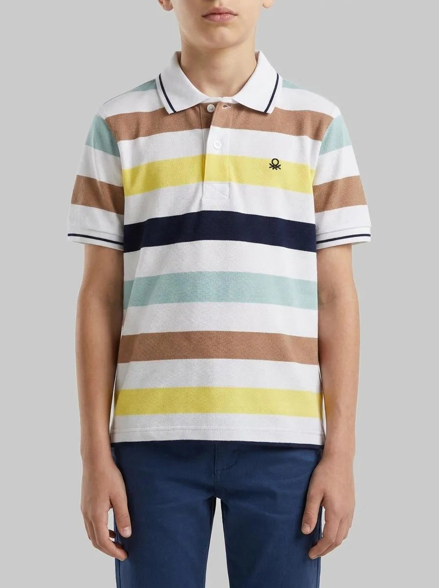 Benetton Multi-color Boys Striped Polo SKU: 37JJC3023_905 Image 00