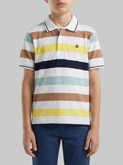 Benetton Multi-color Boys Striped Polo SKU: 37JJC3023_905 Image 00