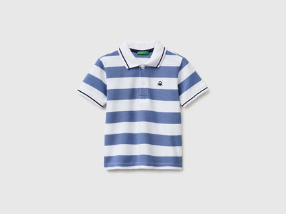 Benetton Blue Boys Striped Polo SKU: 37JJG3012_902 Image 01
